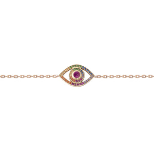  Petite Rainbow Sapphire Evil Eye Bracelet