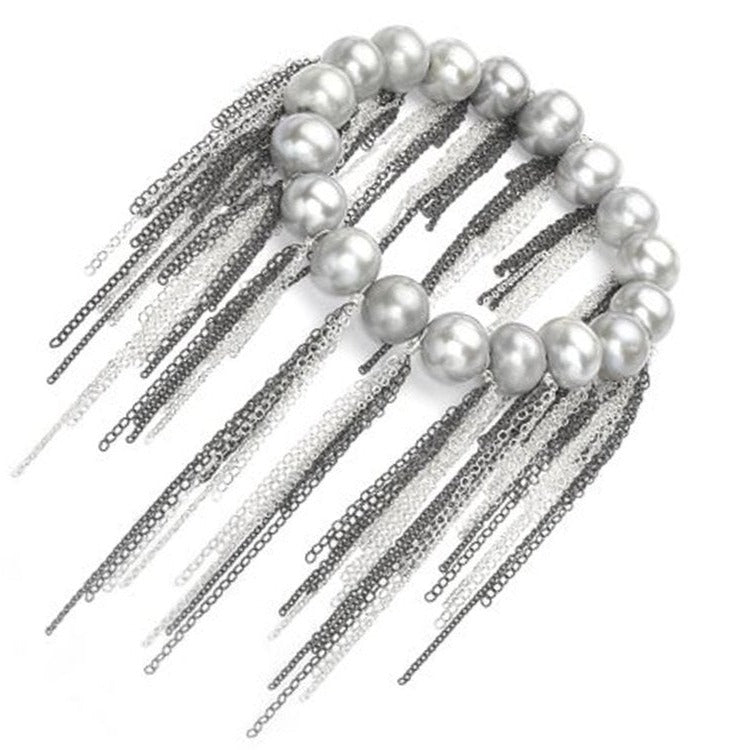 Pearl & Chain Fringe Stretch Bracelet
