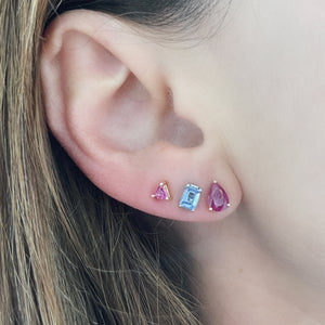 Pear Shape Ruby Sprinkle Stud Earrings