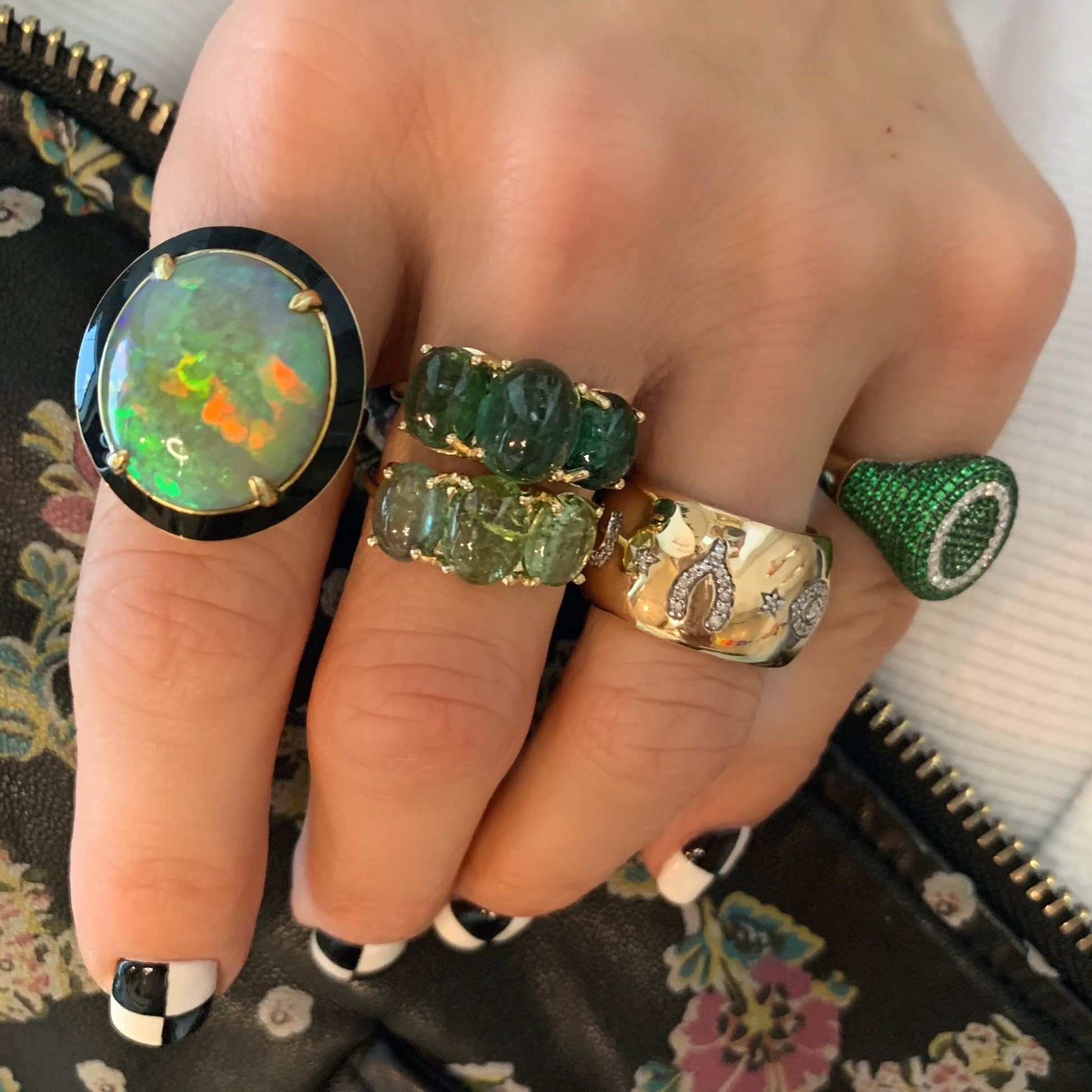 Good Luck Diamond Barrel Cigar Band Ring