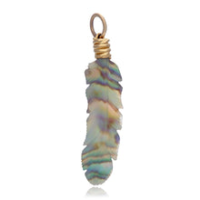 Luminescent Abalone & Chalcedony Feather Charm