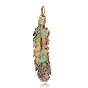 Luminescent Abalone & Chalcedony Feather Charm