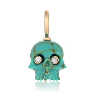 African Jasper Turquoise Baby Skull Charm