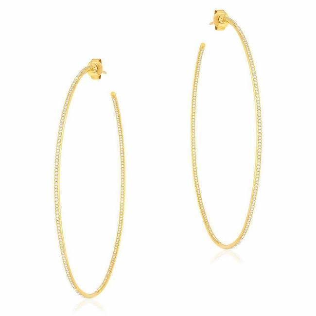 Jumbo Diamond In and Out Hoop Earrings
