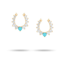 Diamond & Turquoise Horseshoe Stud Earrings