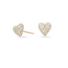 Diamond Puffy Heart Stud Earrings