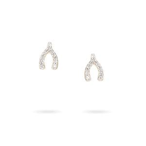 Pave Diamond Wishbone Stud Earrings