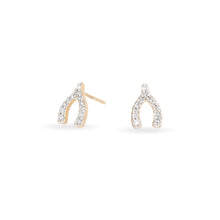 Pave Diamond Wishbone Stud Earrings
