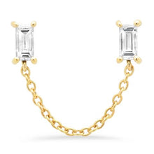 Gemstone Baguette Chain Stud Earrings
