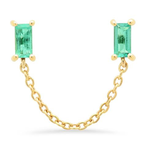 eriness emerald baguette chain stud earrings