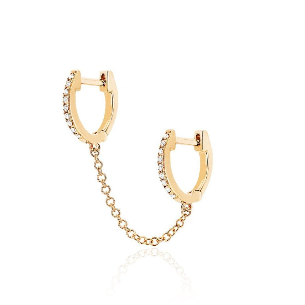 Diamond Double Huggie Chain Earring
