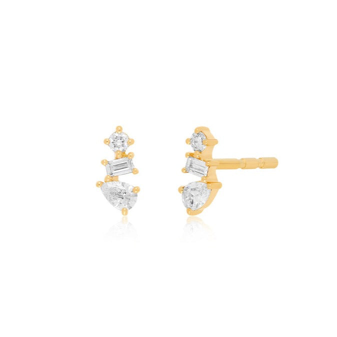 Multi Faceted Diamond Stud Earrings