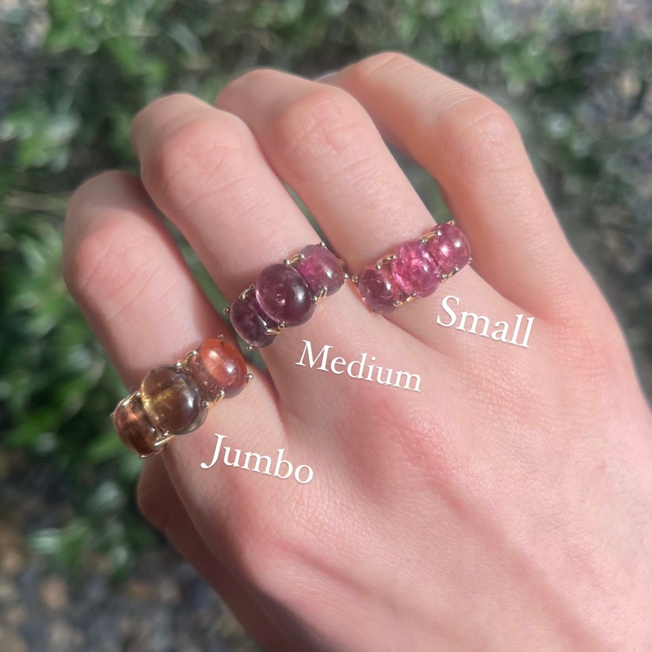 One of a Kind Jumbo Gumdrop Three Stone Cabochon Ring