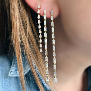 Long Diamond Cascade Teardrop Earrings