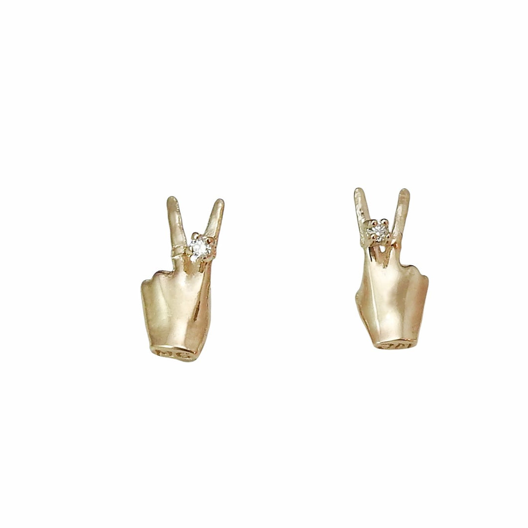 Peace Sign Ladyfinger Stud Earrings