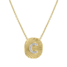 Millie Fluted Oval with Diamond Initial Necklace