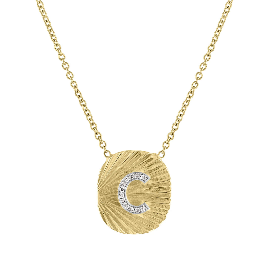 Millie Fluted Oval with Diamond Initial Necklace – Milestones by Ashleigh  Bergman