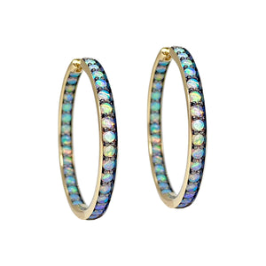 Limited Edition Cirque 1 Inch Inside Out Classic Hoop with Australian Opal