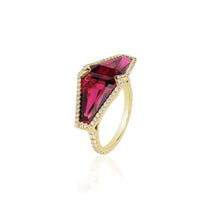One of a Kind Rubellite Fancy Cut Stones Ring with Diamonds