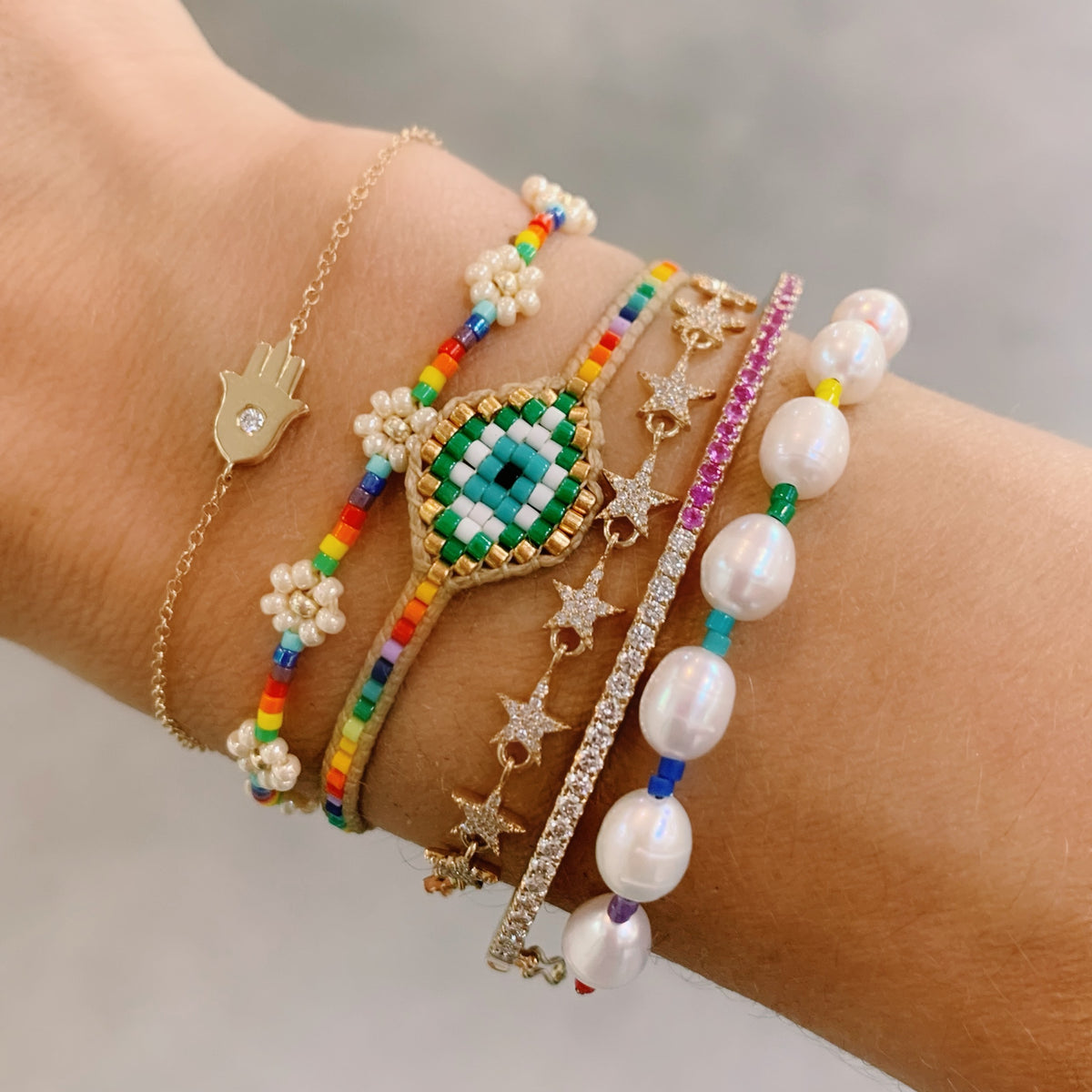 Beaded Flower Adjustable Friendship Bracelet