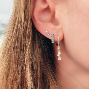 Triple Diamond Drop Earrings on Diamond Huggie