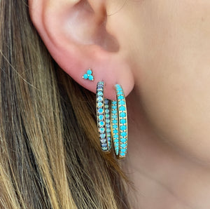 Cirque 1 Inch Inside Out Classic Hoops with Turquoise
