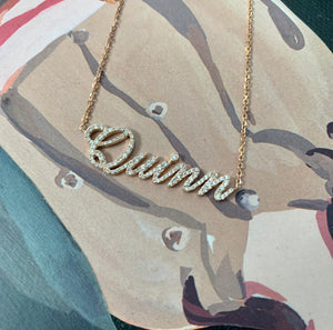 Custom Diamond Script Nameplate Necklace