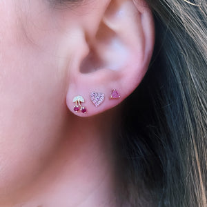 Pave Princess Semiprecious Heart Stud Earrings