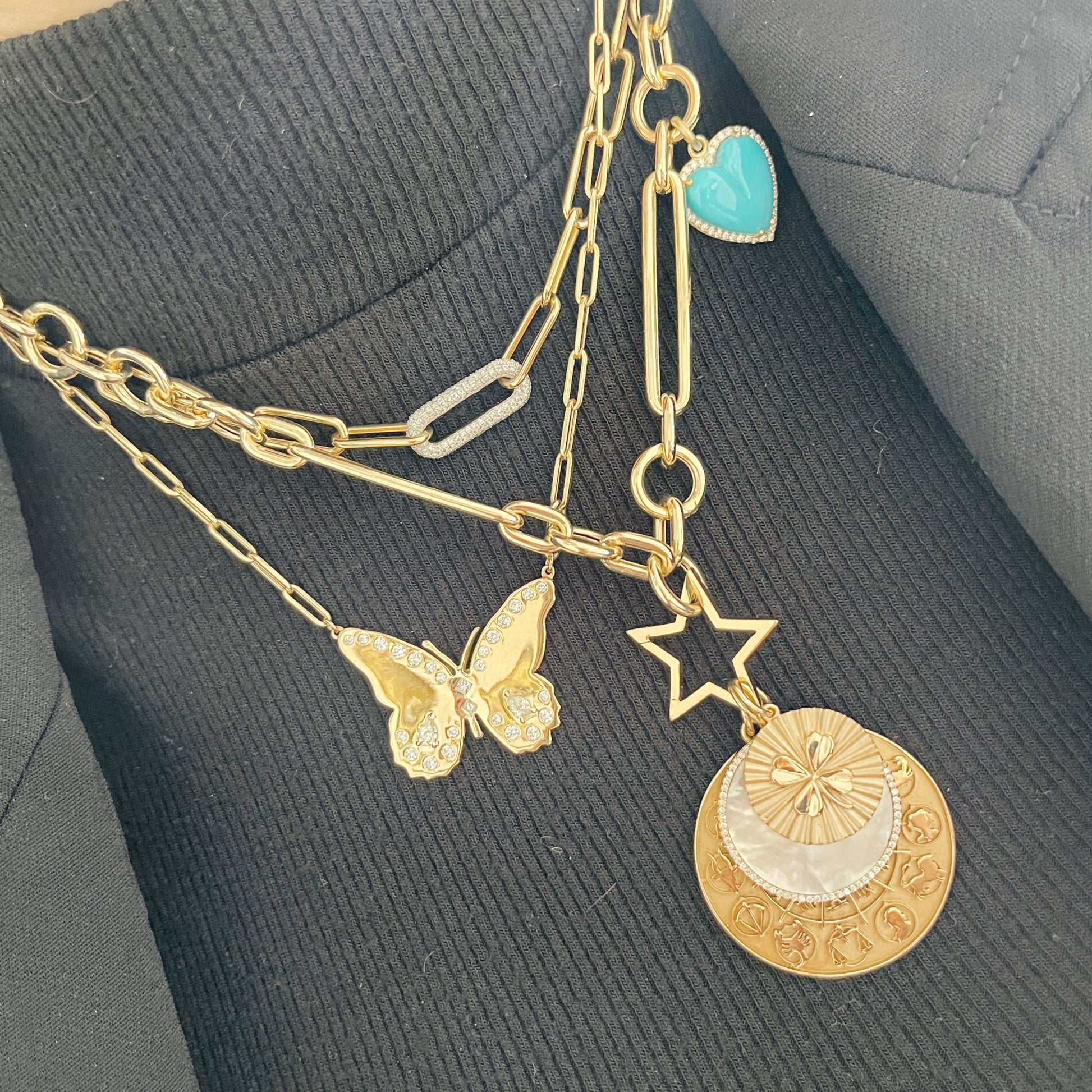 Jessica Large Mixed Shapes Diamond Butterfly Necklace