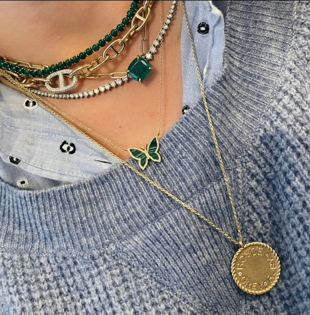 Large Gold Mariner Link Chain Necklace with Jumbo Diamond Link