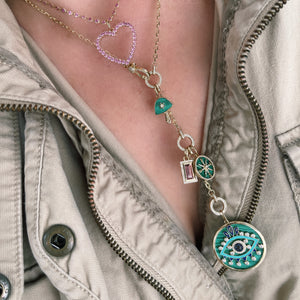 Dainty Bezel Set Pink Sapphire Chain Necklace
