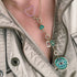 Open Pink Sapphire or Diamond & Turquoise Heart Charm Pendant