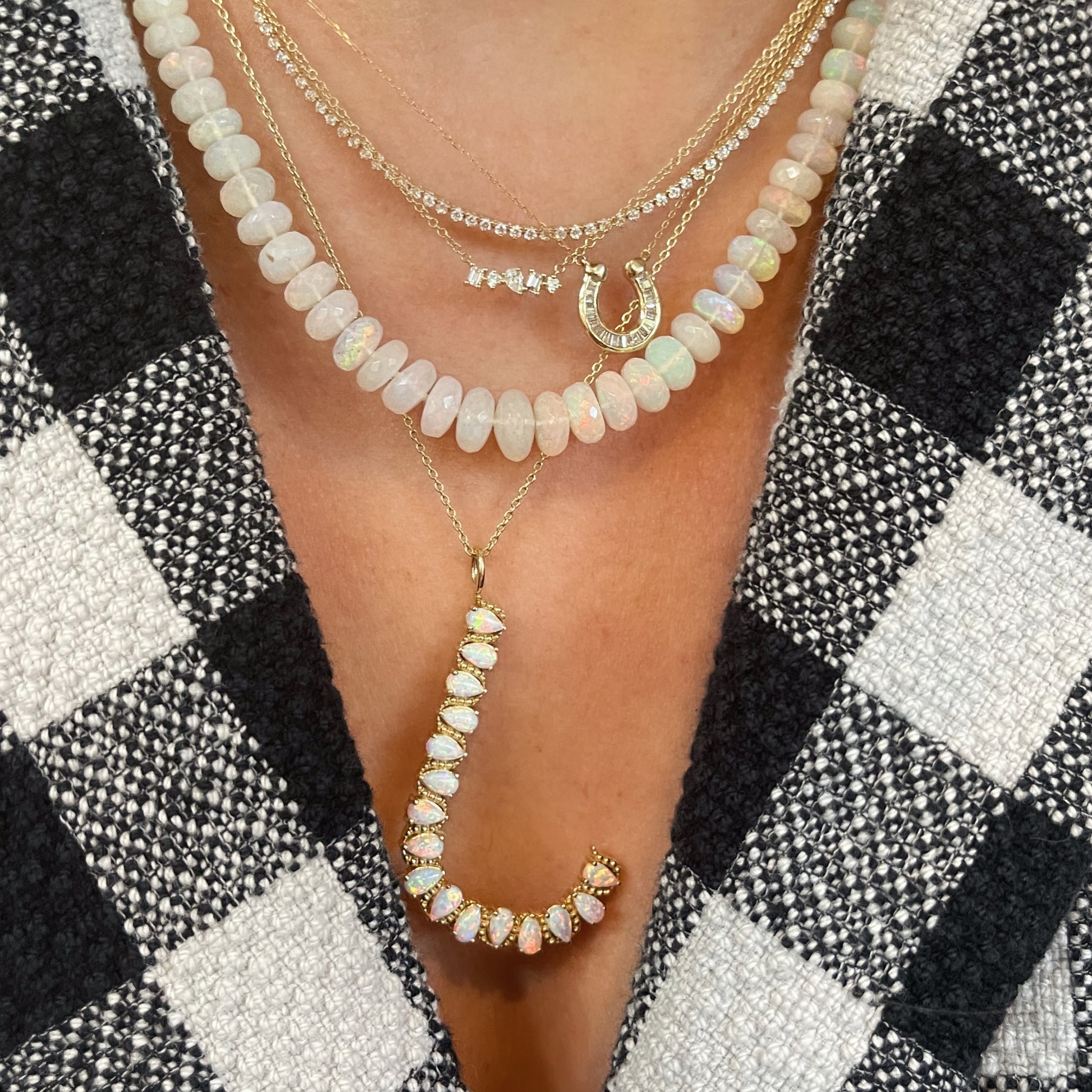 Multi Faceted Mini Diamond Bar Necklace