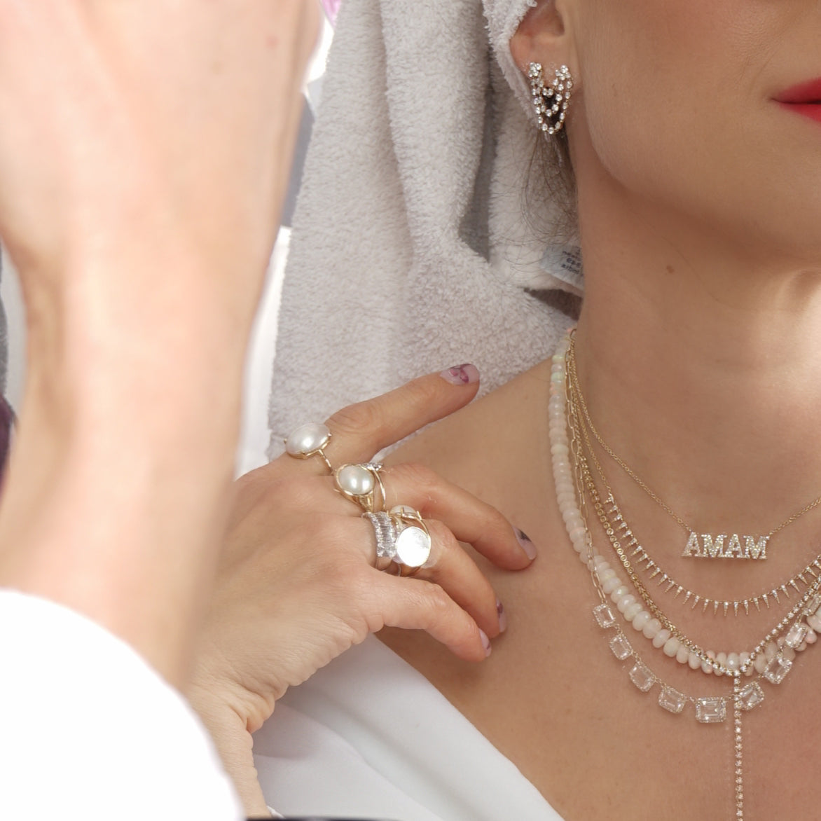 White Pearl Signet Ring