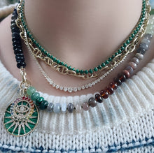 Mother of Pearl or Malachite Diamond Celestial Starburst Pendant