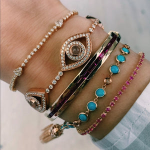 5 Big Diamond Evil Eye Tennis Bracelet 