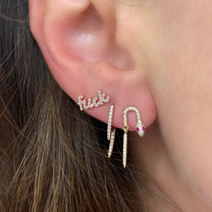 Cursive Diamond Fuck Single Stud Earring