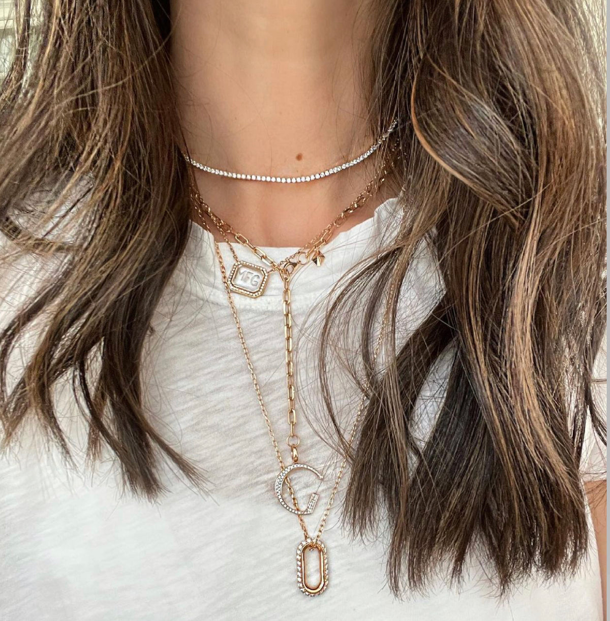 Saxon All Diamond Pave Diamond Link Necklace