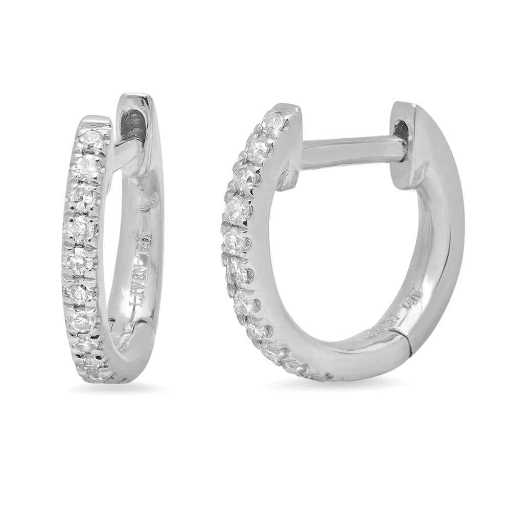 Mini Diamond Huggie Hoop Earrings