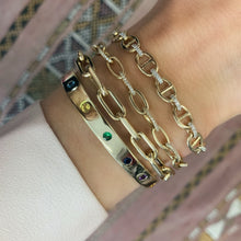 Gold & Diamond Mariner Link Chain Bracelet