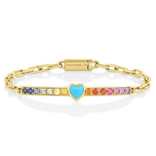 Rainbow Gemstone Heart ID Bracelet