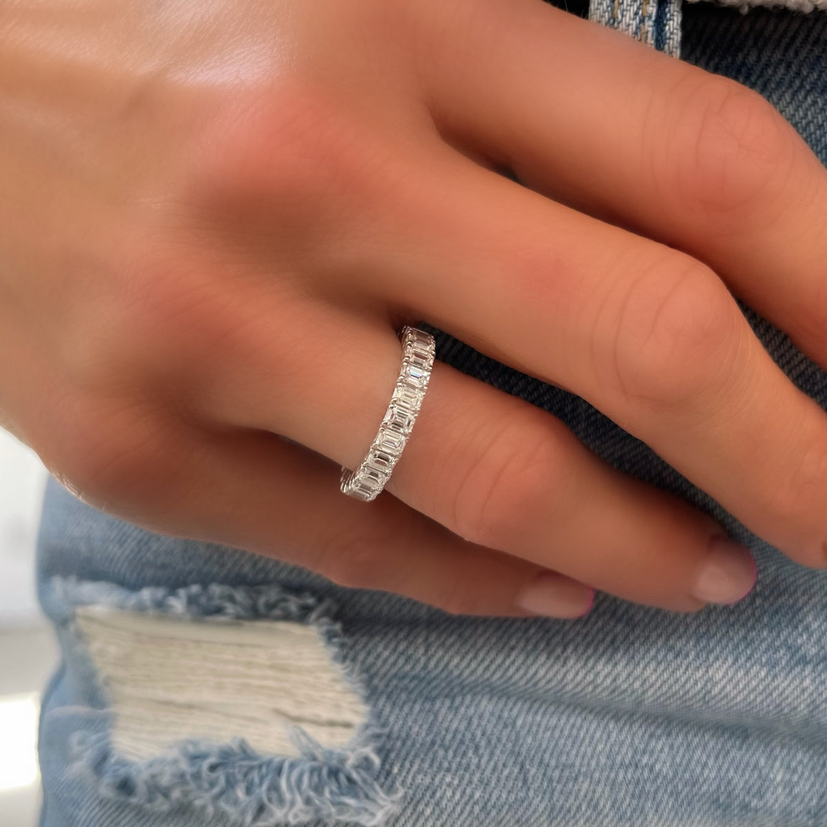 The Pretty Diamond Emerald Cut Eternity Ring