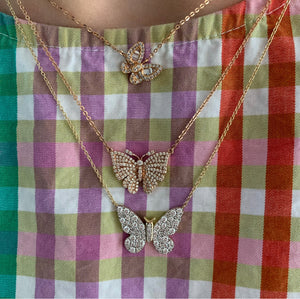 Delicate Diamond Baguette Butterfly Necklace