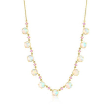 11 Stone Opal & Pink Sapphire Lady Necklace
