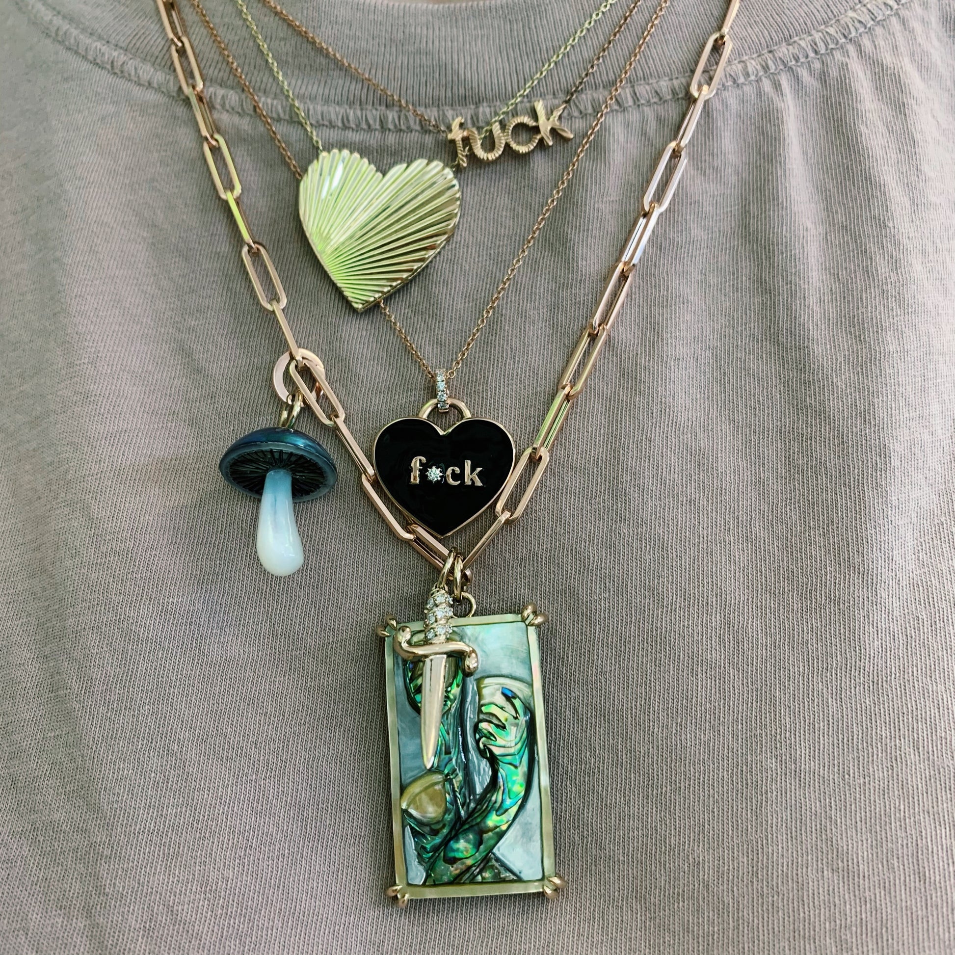 The Lexi Large Fluted Heart Pendant Necklace