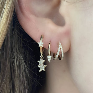 Pave Diamond Mini Spike Huggie Earrings