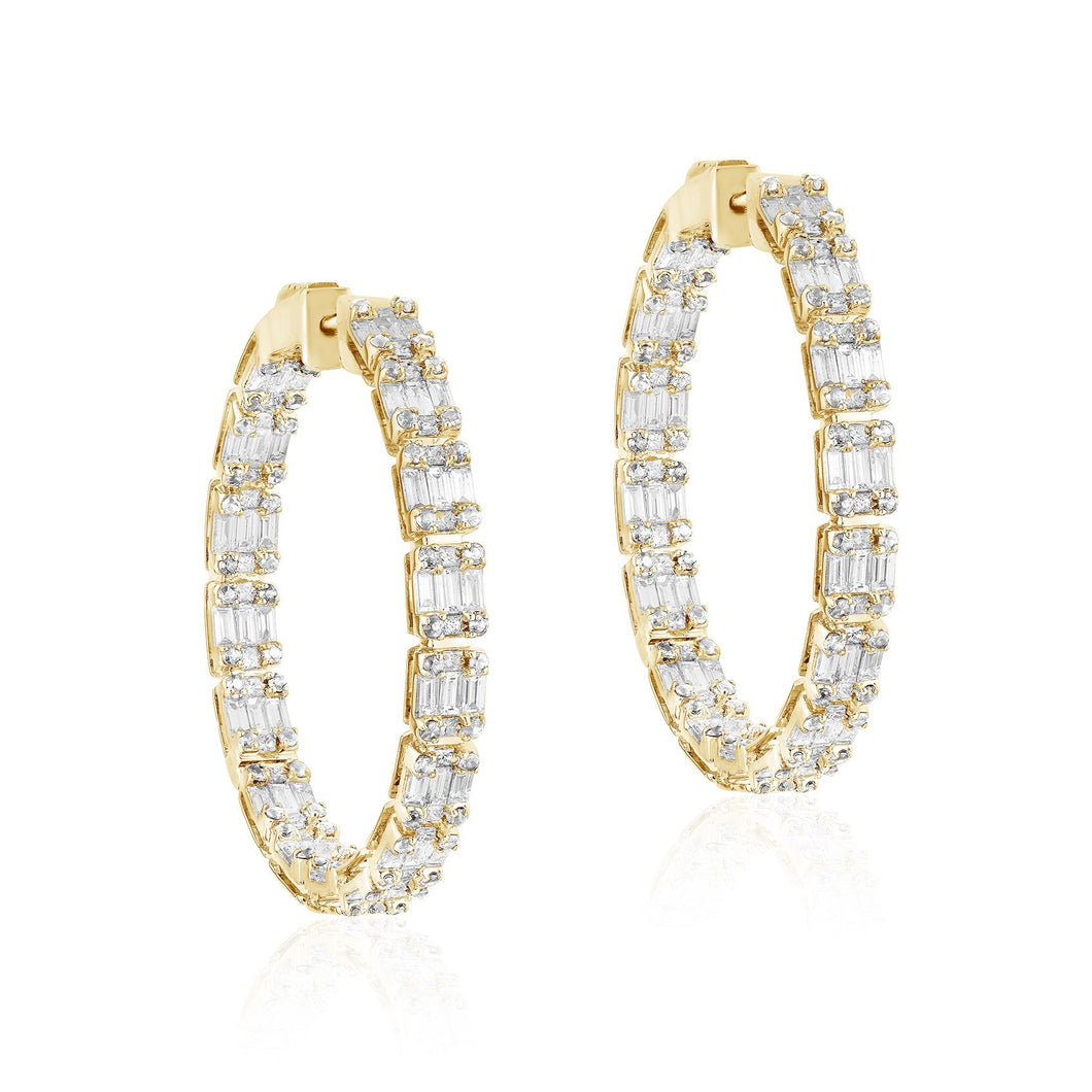 Inside Out Diamond Illusion Cluster Hoop Earrings