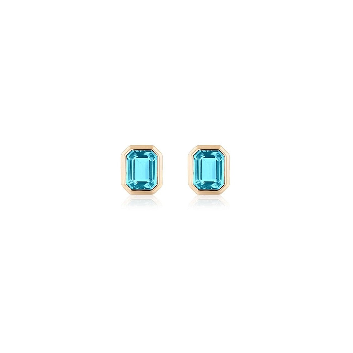 Manhattan Emerald Cut with Gold Frame Stud Earrings