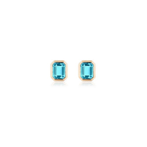 Manhattan Emerald Cut with Gold Frame Stud Earrings