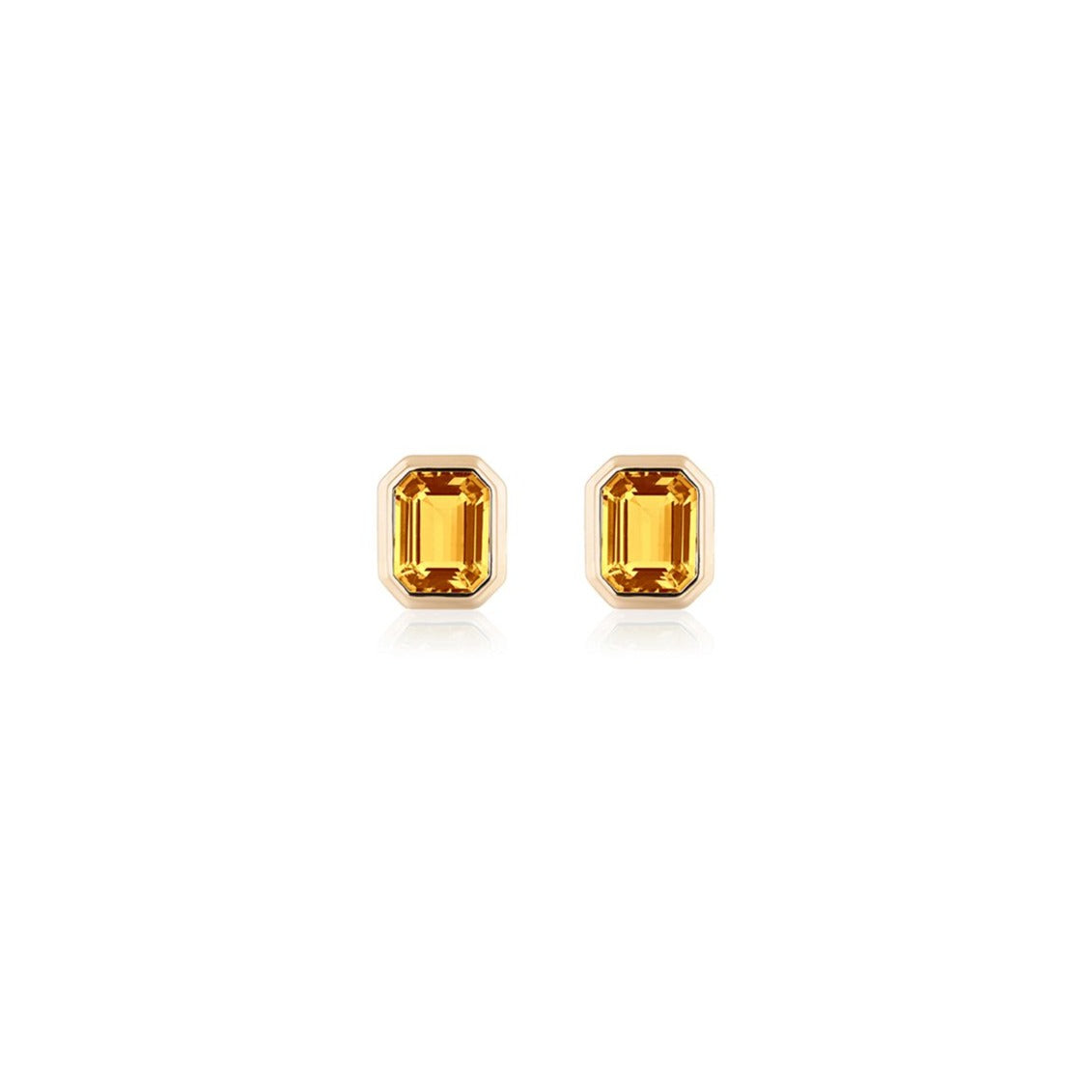Manhattan Emerald Cut with Gold Frame Stud Earrings